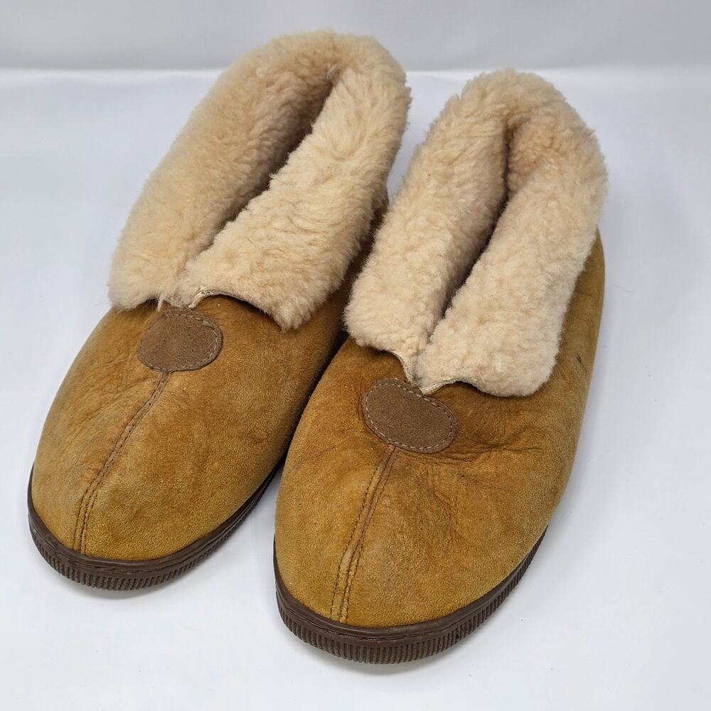 Emu Ridge Australia Mens Suede Sheepskin Lined Slippers Brown Size 11 Womens 12